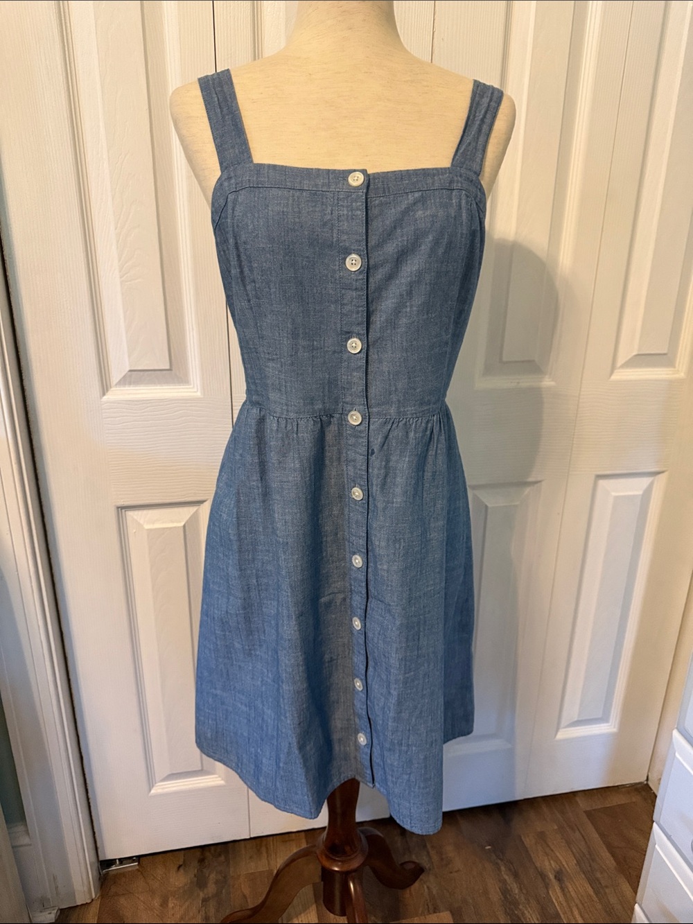 J. Crew Classic Blue Chambray Button-Front Sundress Sz 12